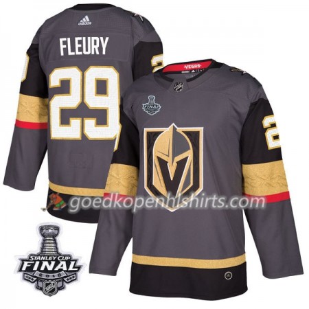Vegas Golden Knights Marc-Andre Fleury 29 2018 Stanley Cup Final Patch Adidas Grijs Authentic Shirt - Mannen